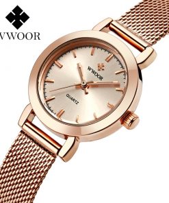 WWOOR marque de luxe montre femmes Bracelet montre or Rose en acier maille Quartz dames montres étanche montre pour femmes montre femme